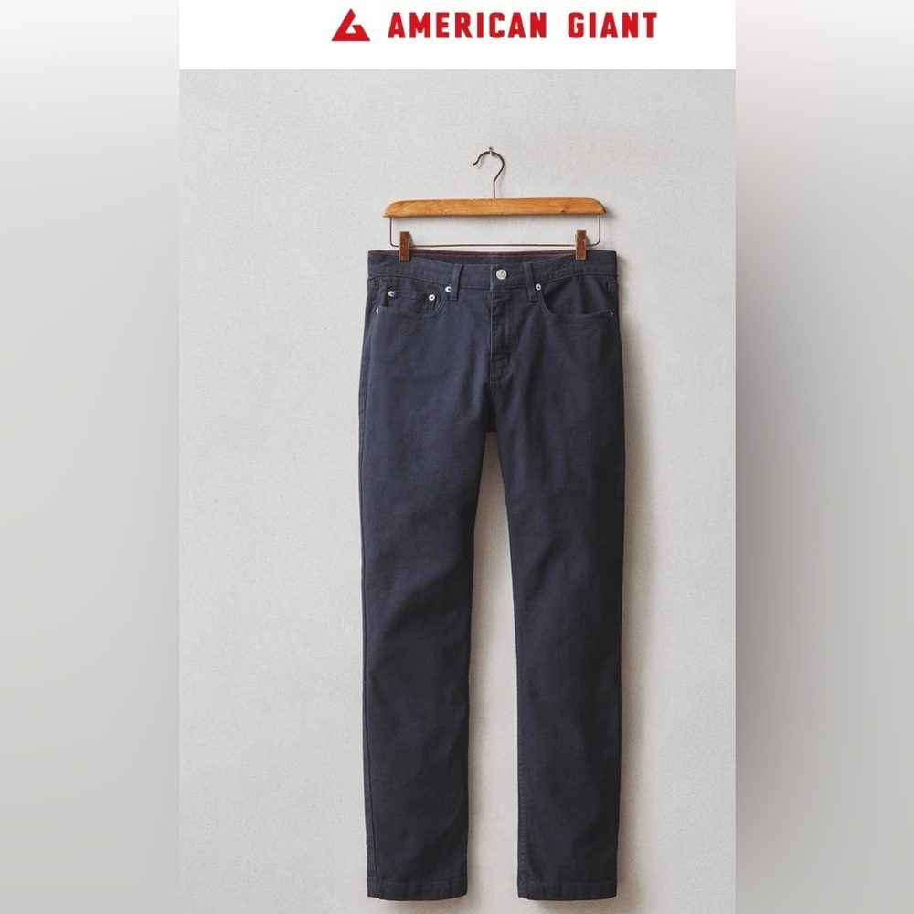 American Giant Roughneck Stretch Canvas Straight Pant Navy , size 32/34